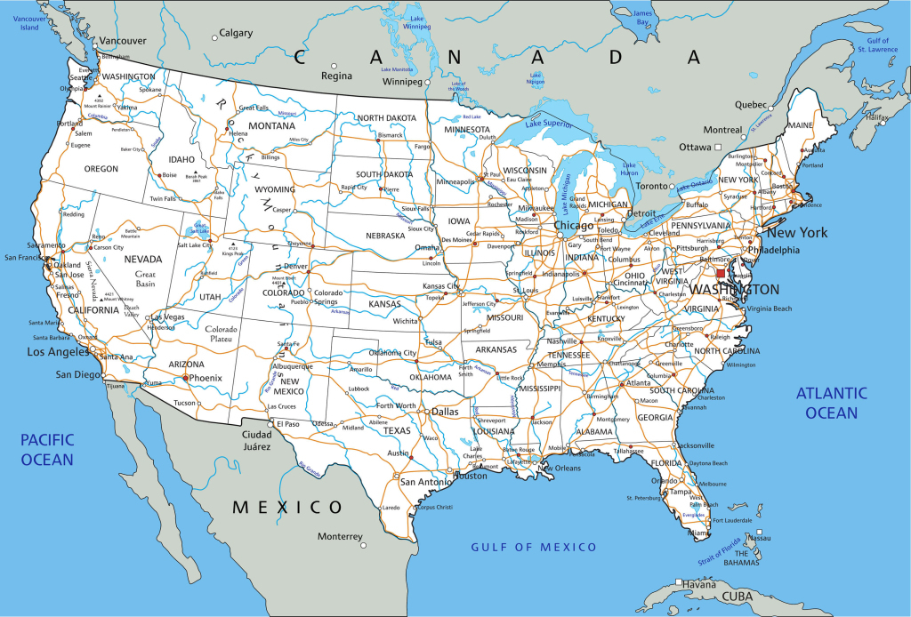 High Detailed United States Of America Road Map | Highway Map of the USA