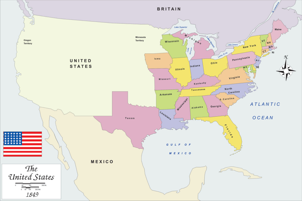 History Map Usa 1849 Big Size | Map Of Usa In 1849