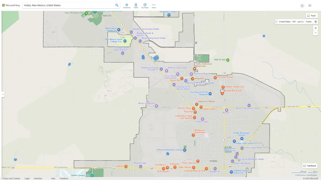 Hobbs New Mexico Map - United States | Map of Hobbs New Mexico USA
