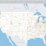 Hoch Detaillierte Usa Zwischenstaatlichen Straßenkarte Vektor | Interstate Road Map Of USA
