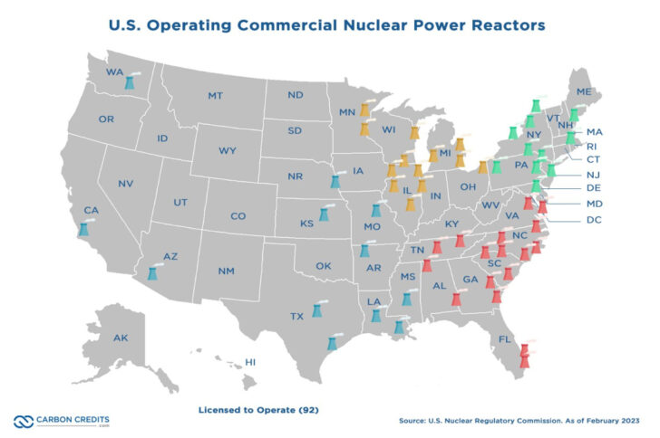Map of Nuclear Plants in USA