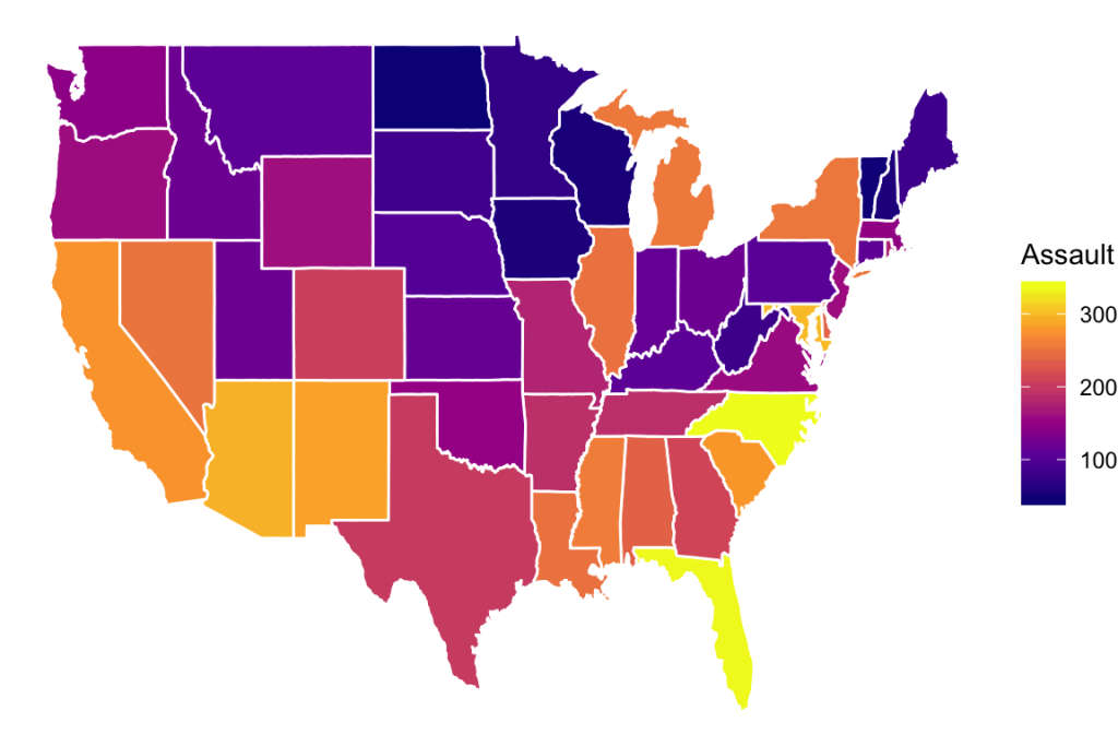 How To Create A Map Using Ggplot2: The Best Reference - Datanovia | R Plot USA Map with Different Cluster of States
