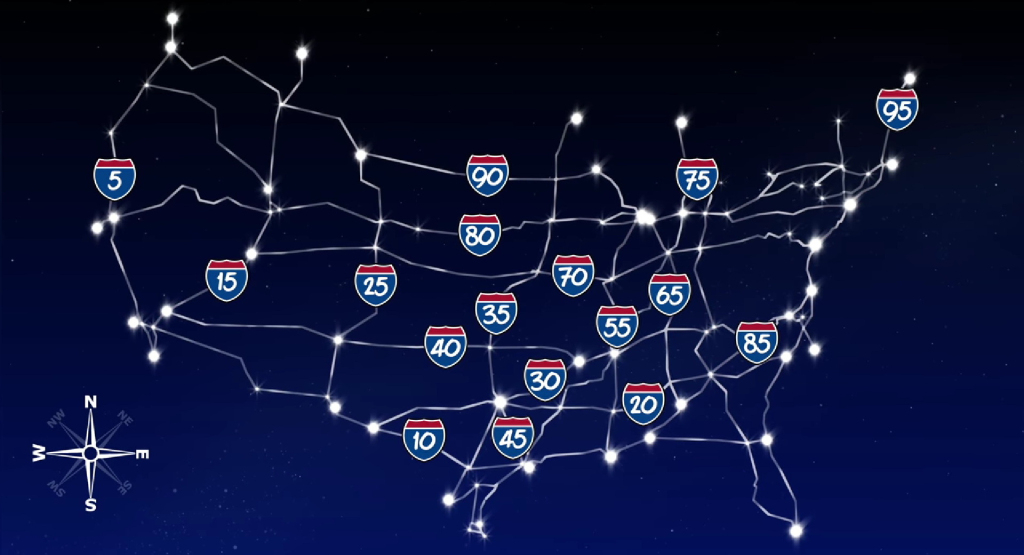 How To Navigate The Interstate System Without A Map, A Compass, Or | Major and Minor Interstate Map of USA