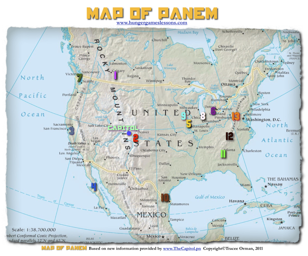 Hunger Games Lessons: My Updated Map Of Panem, The Hunger Games | Map of Panem Over USA