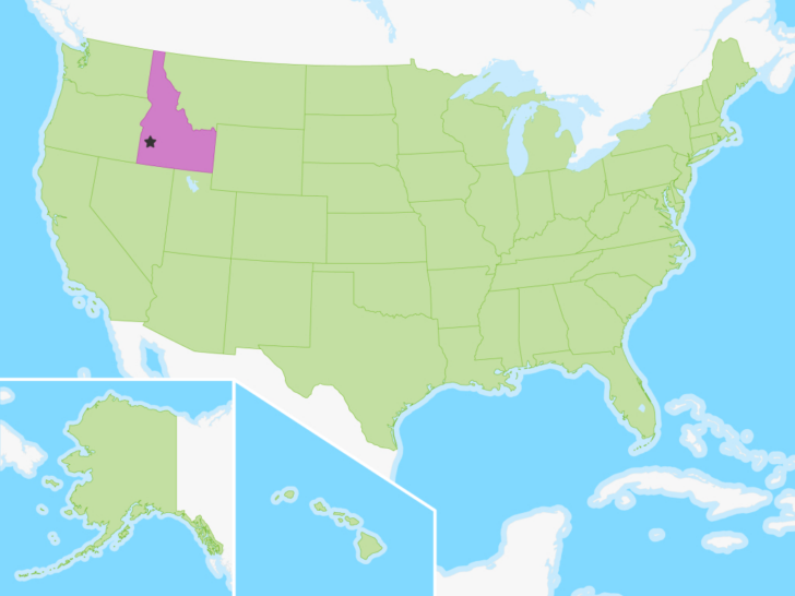 Idaho on Map of USA