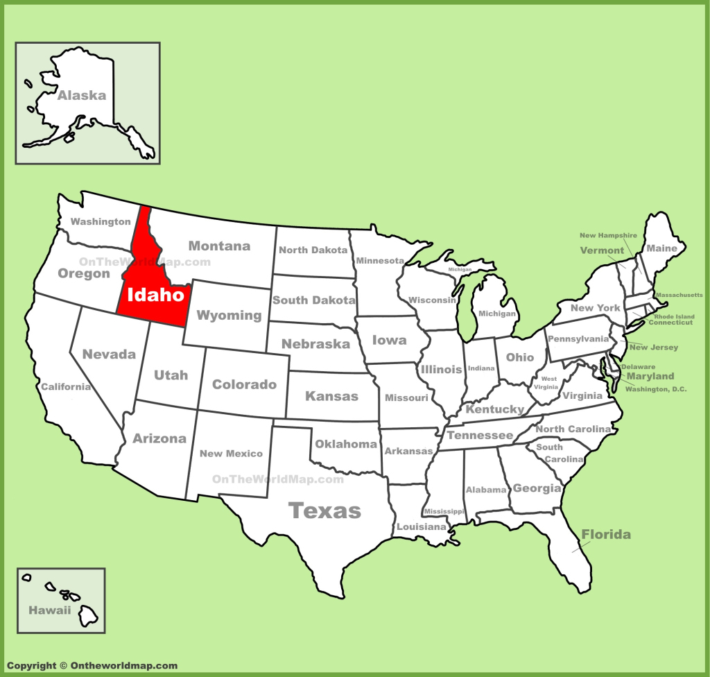 Idaho Location On The U.s. Map - Ontheworldmap | Idaho On Map Of Usa