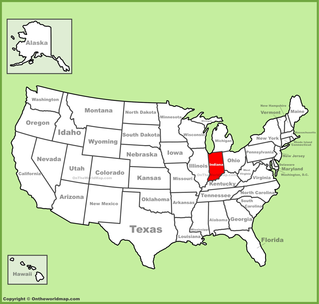 Indiana Location On The U.s. Map - Ontheworldmap | Indiana on Map of USA