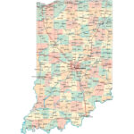 Indiana State Road Map In County Indianapolis Wall Print Photo | Road Map Of Indiana Usa