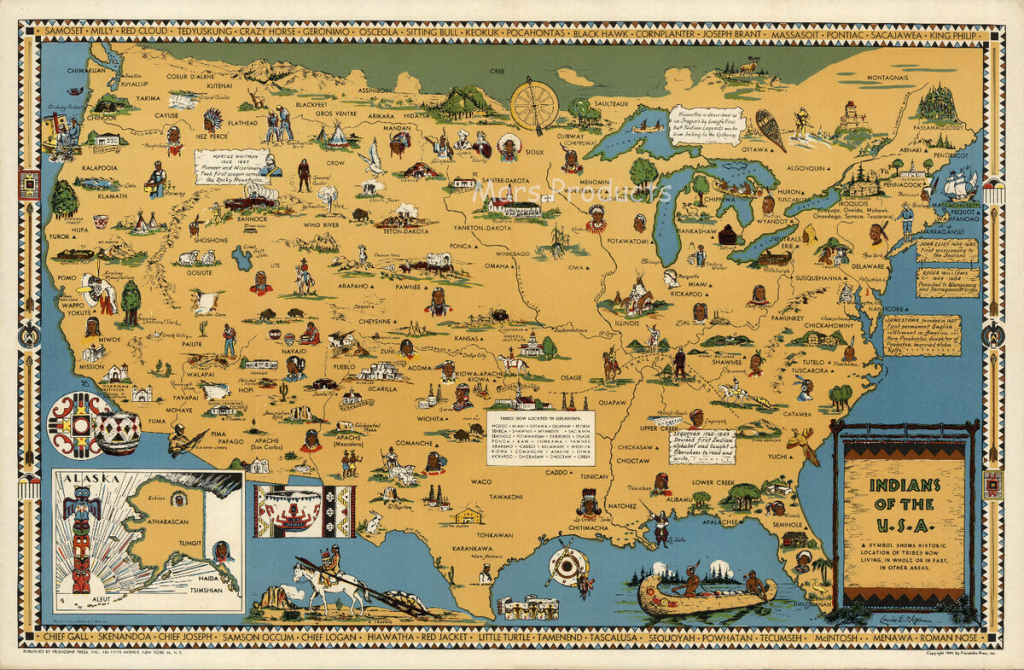 Indianer Der Usa Indianer Stämme Geschichte Bild Karte Poster 24X36 | Native American Map Of Usa