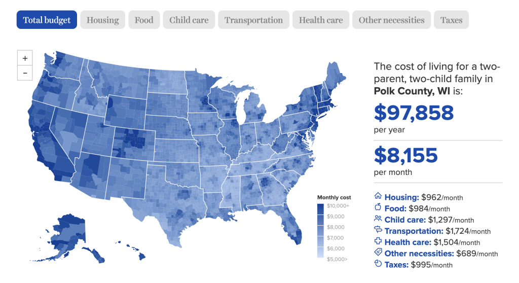 Interactive: Family Budget Map - Blog | Cost of Living Map USA