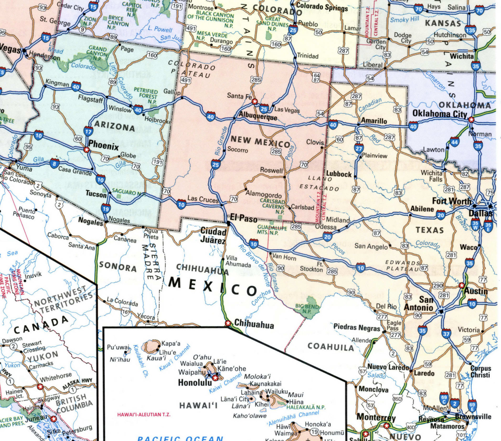 Interstate Highways Southwest Region Usa Map Road State Free | Highway Map Of Southwest Usa