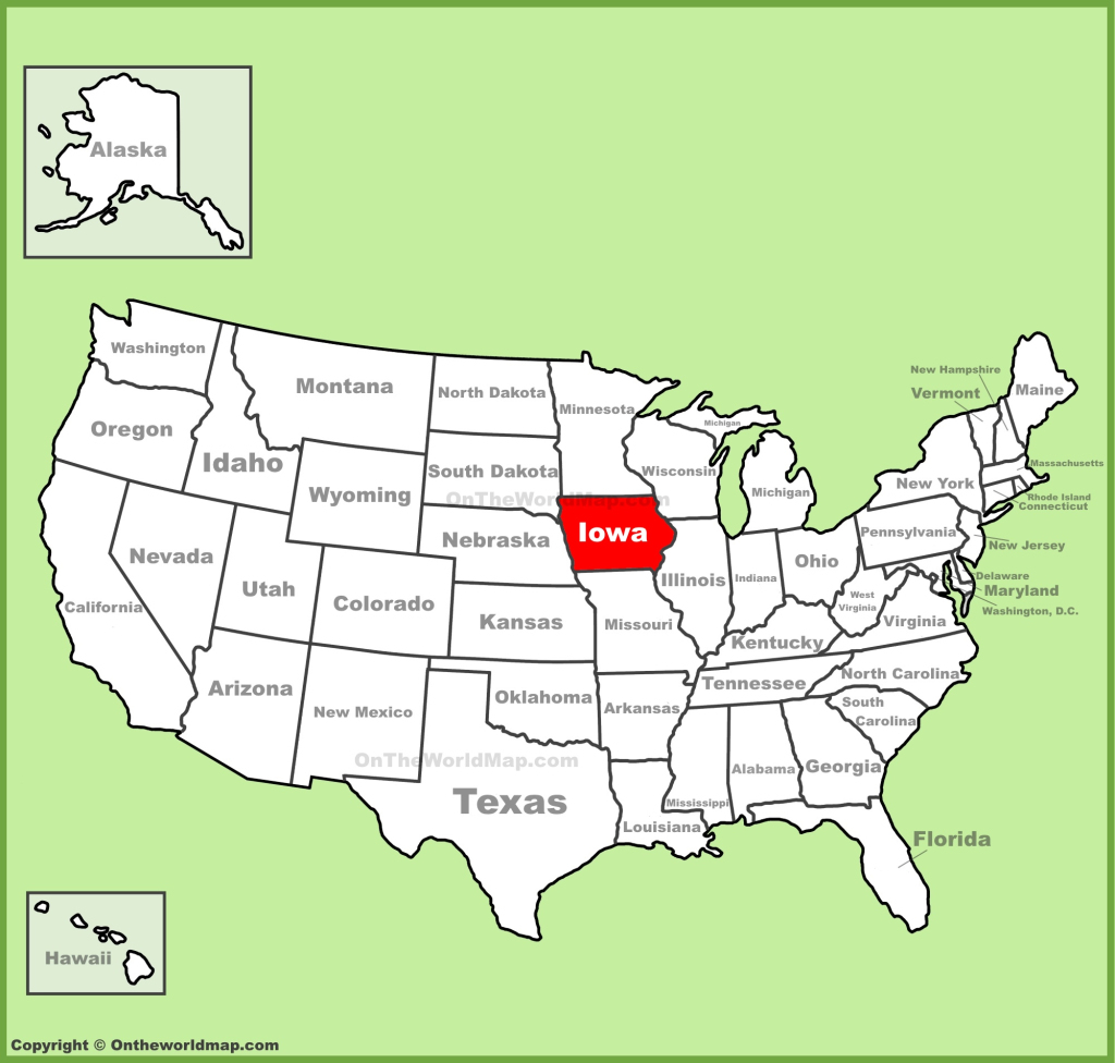 Iowa Location On The U.s. Map - Ontheworldmap | Iowa On Map Of Usa