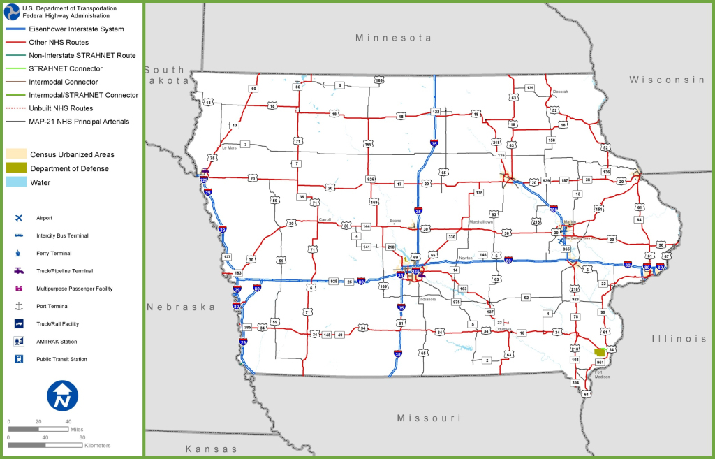 Iowa Road Map - Ontheworldmap | Road Map of Iowa USA