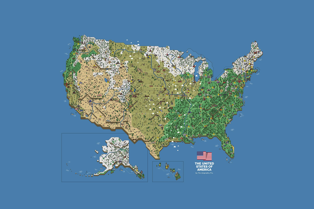 It´s-A-Me! The United States Of America - Game Level Map | Map of the USA Game