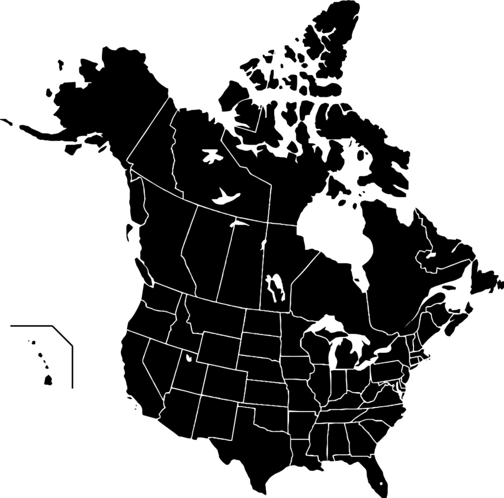 Kanada Und Usa Silhouette Landkarte - Etsy.de | Blank Map of USA and Canada