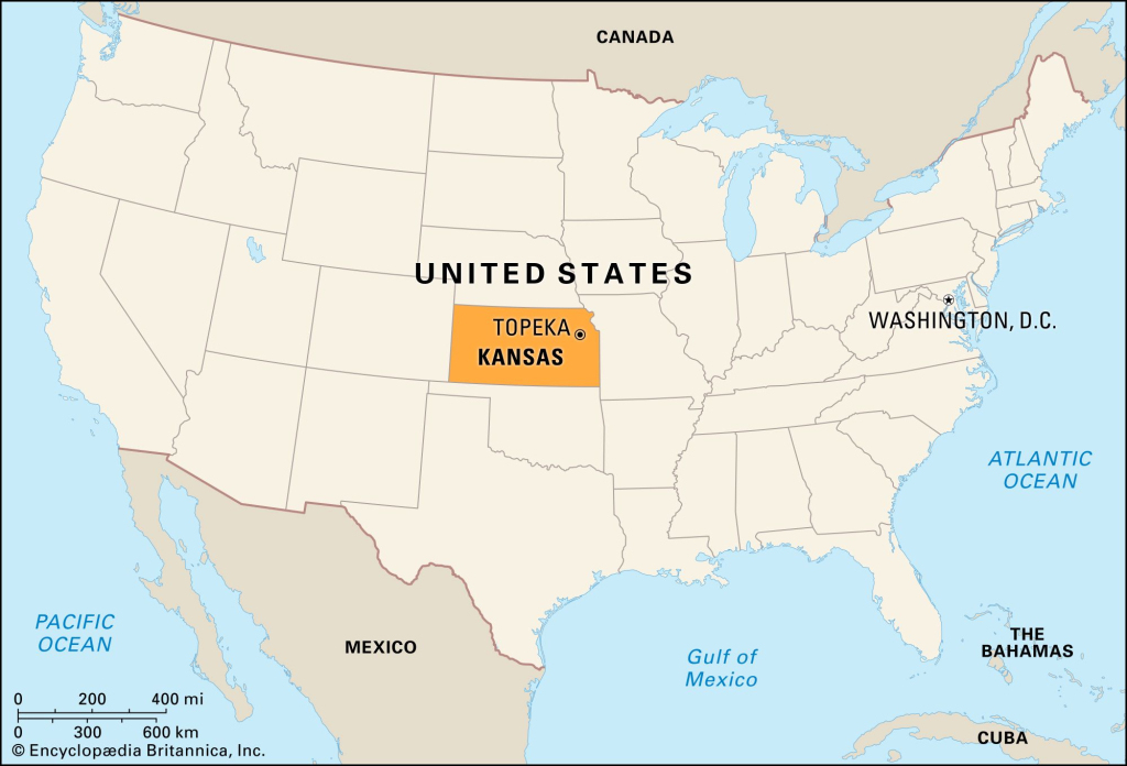 Kansas | Flag, Facts, Maps, &amp;amp; Points Of Interest | Britannica | Kansas City on Map of USA