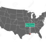 Karte Der Usa Mit Straßenschild New Orleans Lizenzfrei Nutzbare | Map Of USA New Orleans