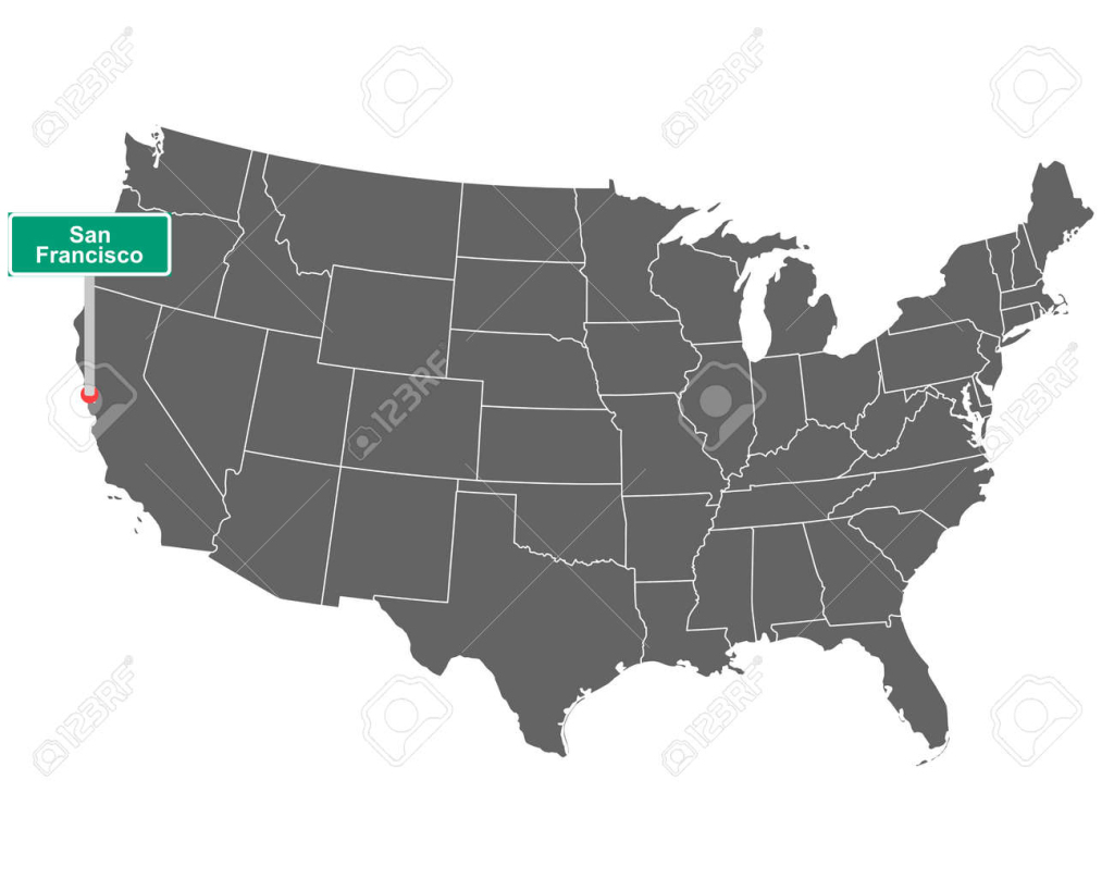 Karte Der Usa Mit Straßenschild San Francisco Lizenzfrei Nutzbare | San Francisco on Map of USA