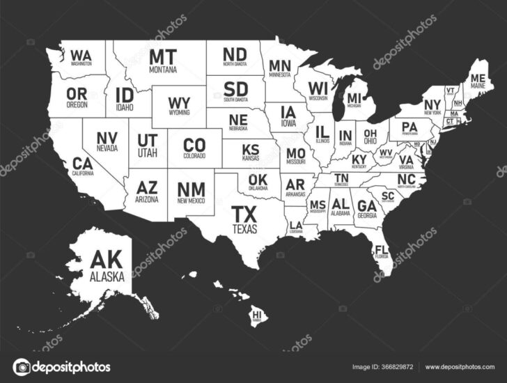 Black and White Map of the USA with State Names Black and White Map of the USA with State Names