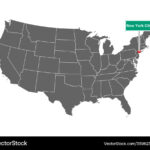 Karte Usa Mit Straßenschild Neue York Stadt Vektorbild | New York On The Map Of The USA