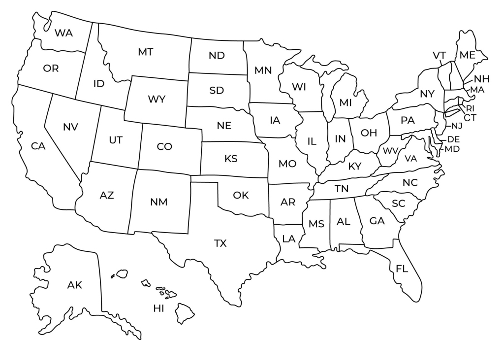 Karte Von Usa | Usa Karte Printable | Druckbare Karte Der Usa | Map Of The Usa Black And White Printable