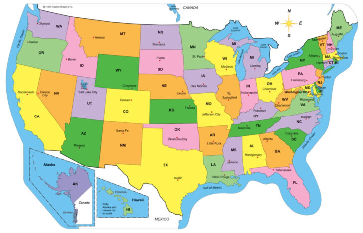 Labeled Map of the USA States Labeled Map of the USA States