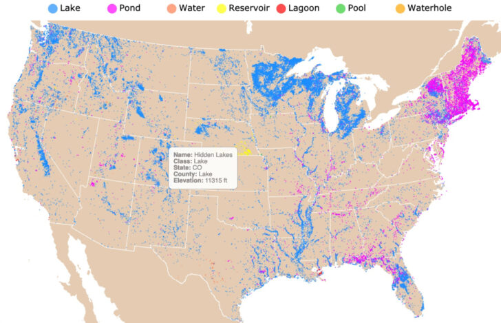 Map of Lakes in USA