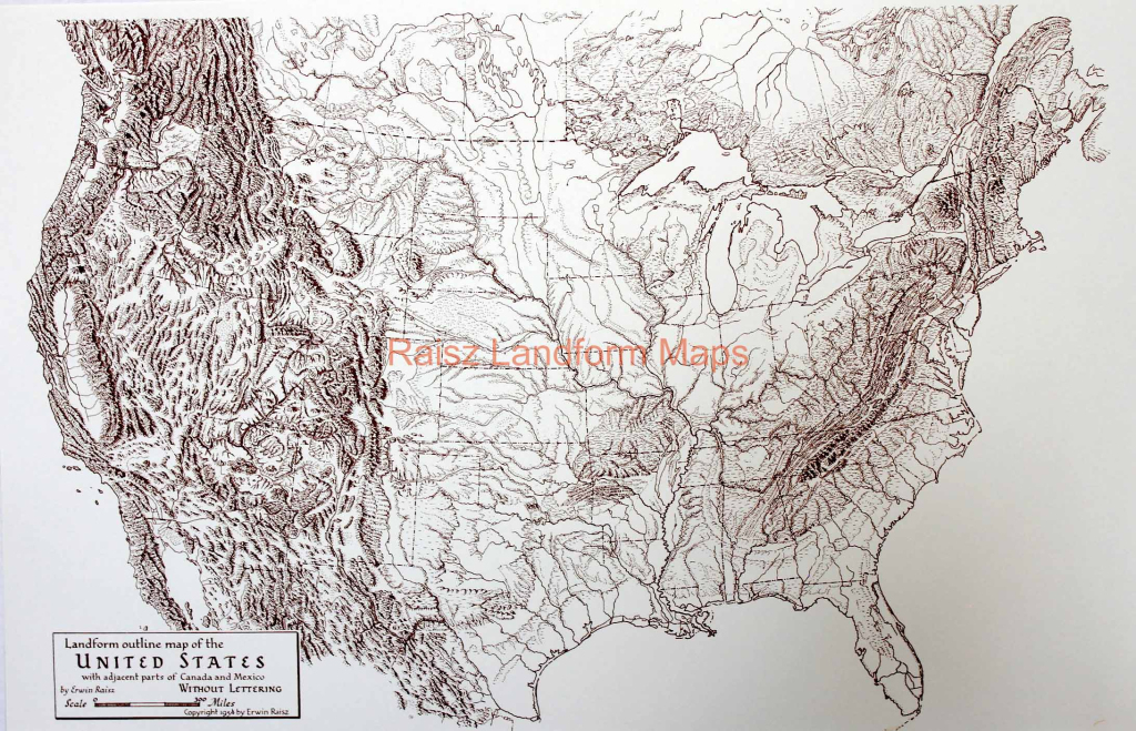 Landform Outline Map Of The United States – Raisz Landform Maps | Map of the USA with Landforms