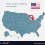 Landkarte Land Usa Und Staat Michigan Lizenzfreier Vektor | Michigan On Map Of Usa