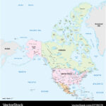 Landkarte Nordamerika Mexico Canada Und Usa Vektorbild | Map Of Usa Canada Alaska