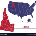Landkarte Von Idaho Lizenzfreies Vektorbild   Vectorstock | Idaho On A Map Of USA