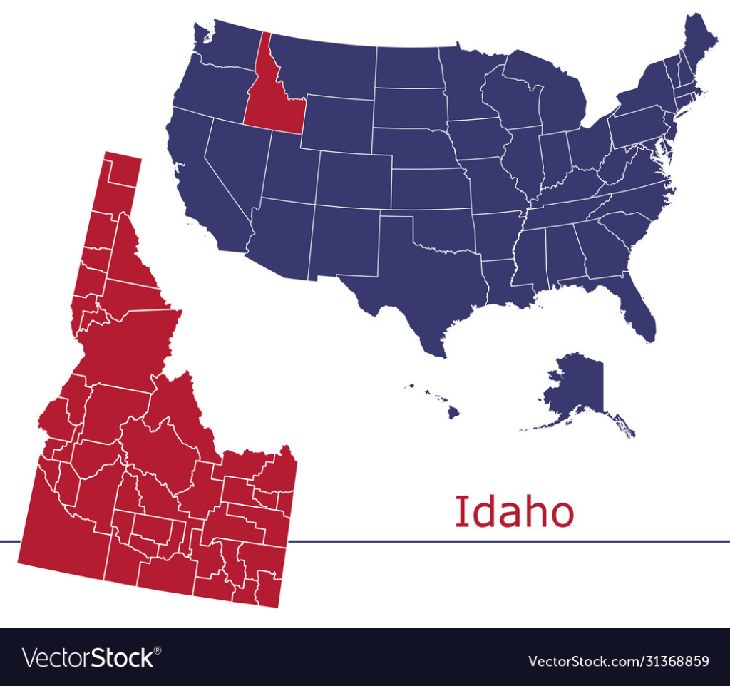 Landkarte Von Idaho Lizenzfreies Vektorbild - Vectorstock | Idaho on a Map of USA