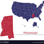 Landkarte Von Mississippi Lizenzfreies Vektorbild | Mississippi On Map Of USA