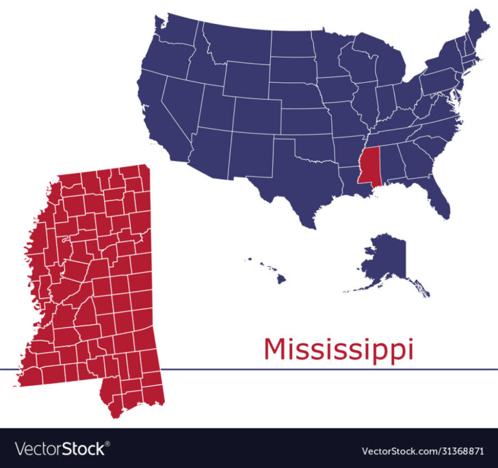 Mississippi on Map of USA