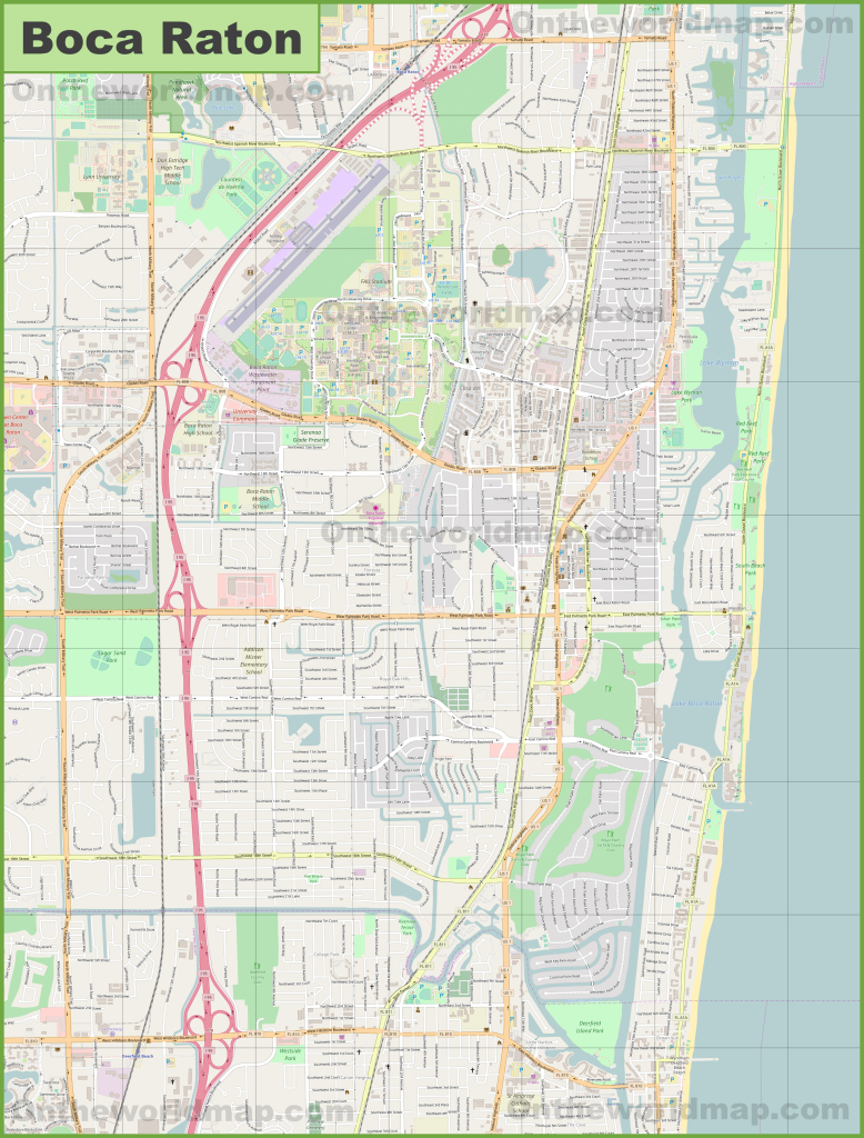 Large Detailed Map Of Boca Raton - Ontheworldmap | Map Of Boca Raton Florida Usa