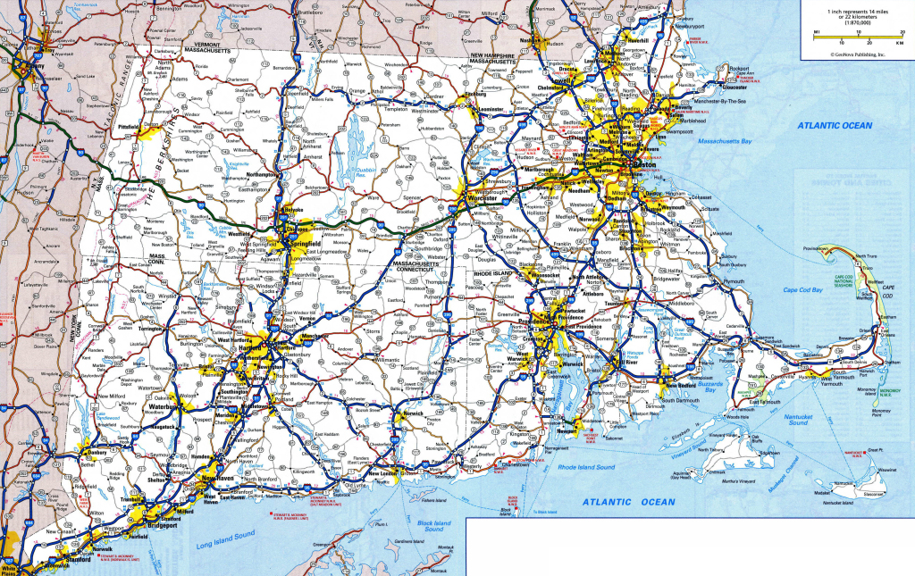 Large Detailed Roads And Highways Map Of Connecticut | Road Map Of Massachusetts Usa