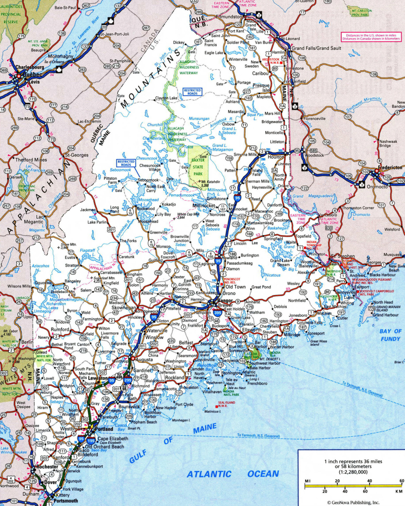 Large Detailed Roads And Highways Map Of Maine With All Cities | Highway Map of Maine USA