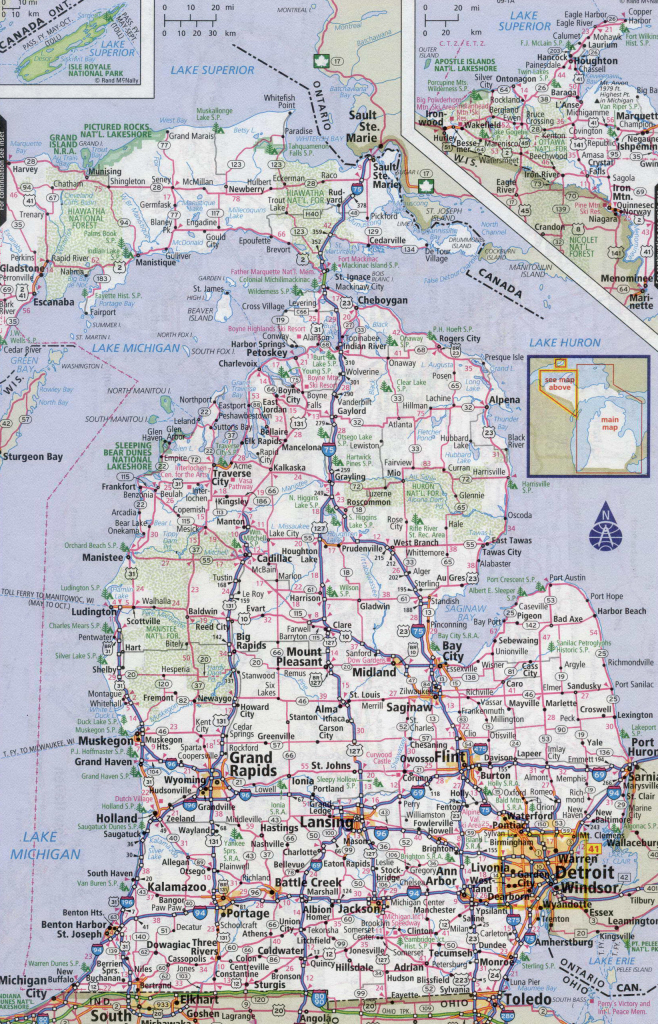 Large Detailed Roads And Highways Map Of Michigan State With | Road Map of Michigan USA
