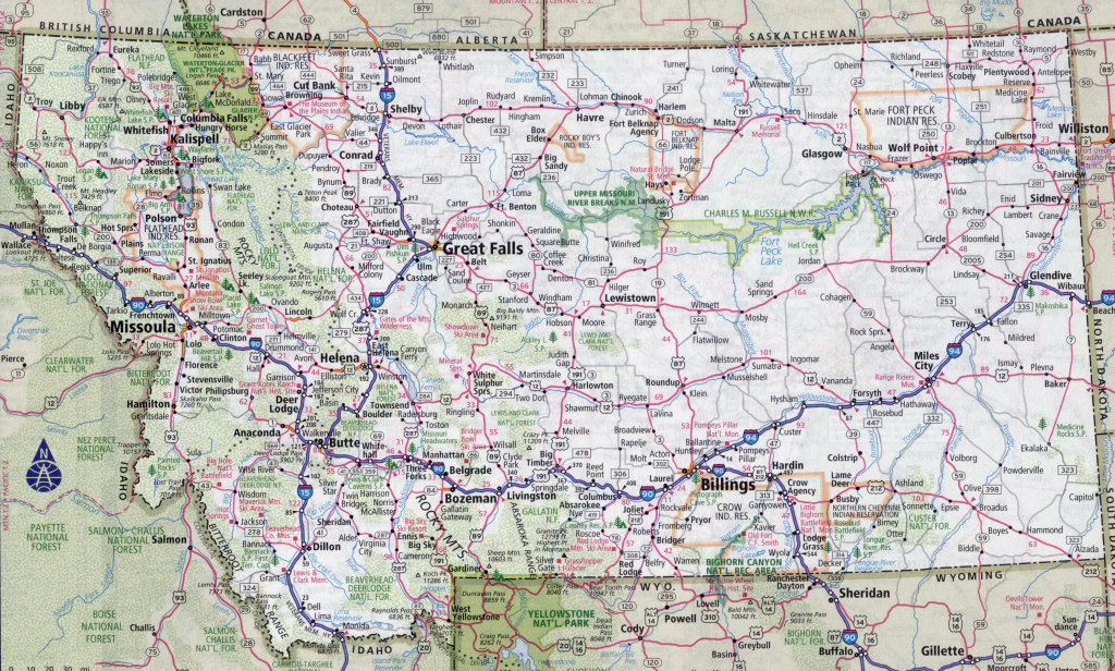 Large Detailed Roads And Highways Map Of Montana State With Cities | Road Map Of Montana Usa