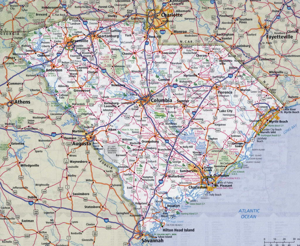 Large Detailed Roads And Highways Map Of South Carolina State With | Road Map of South Carolina USA