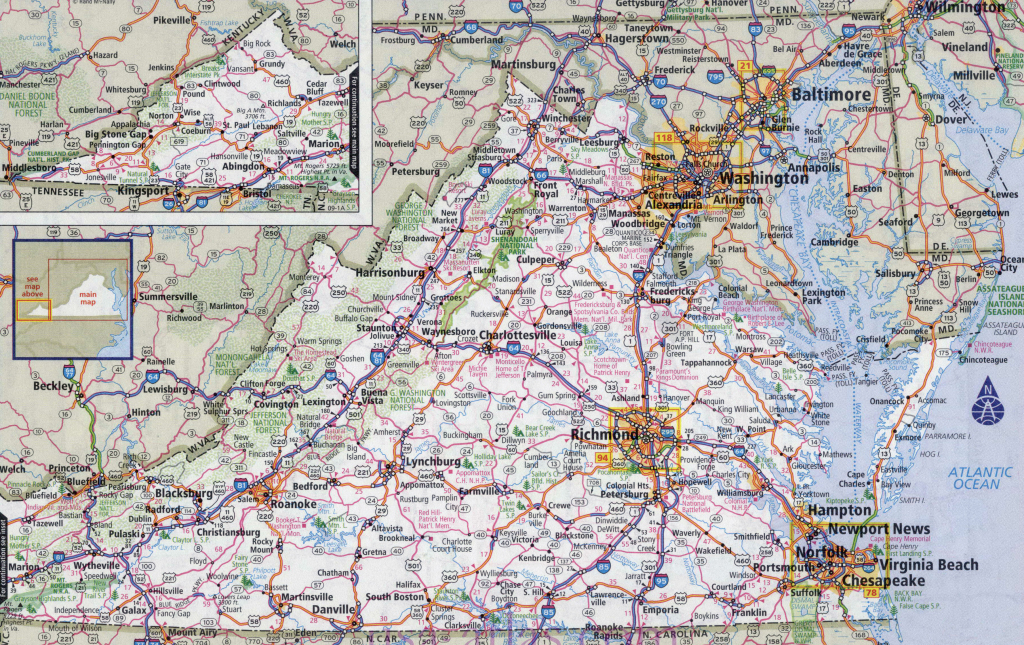 Large Detailed Roads And Highways Map Of Virginia State With | Detailed Map of Virginia USA