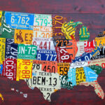 License Plate Map Of The United States Art   Large Size 48" X 32 | Licence Plate Map Of Usa