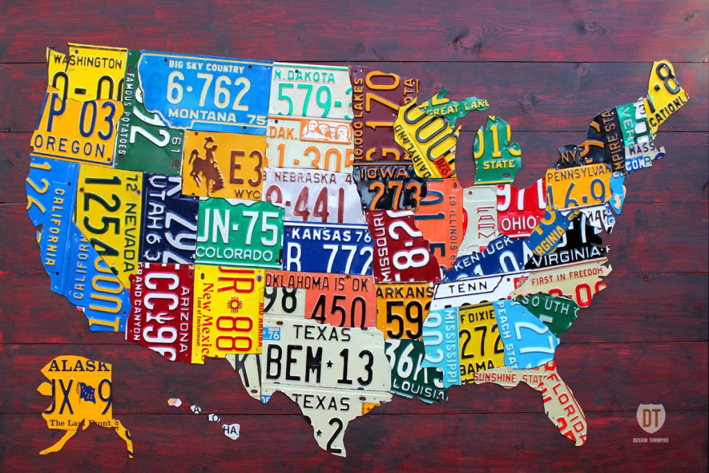 License Plate Map Of The United States Art - Large Size 48&amp;quot; X 32 | Licence Plate Map Of Usa