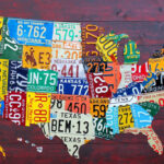 License Plate Map Of The United States Art   Large Size 48" X 32 | License Plate Map Of Usa