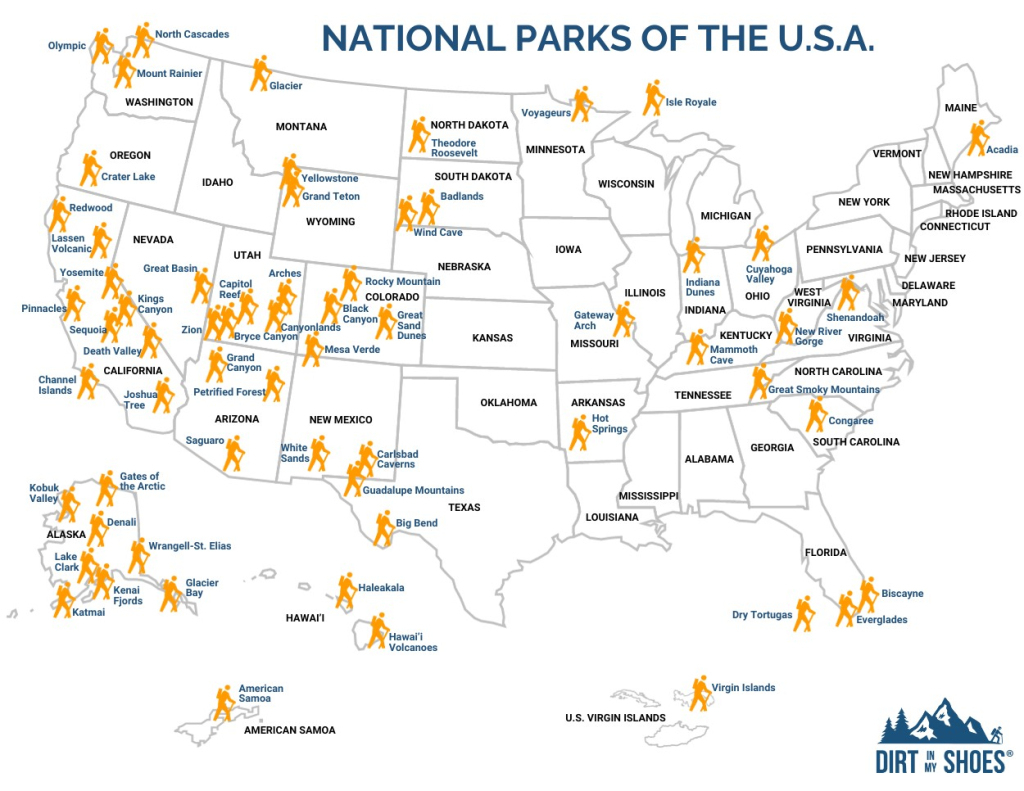 List Of National Parks In The Usa 2025 (+ Map And Checklist) | Map of National Parks and Monuments in USA