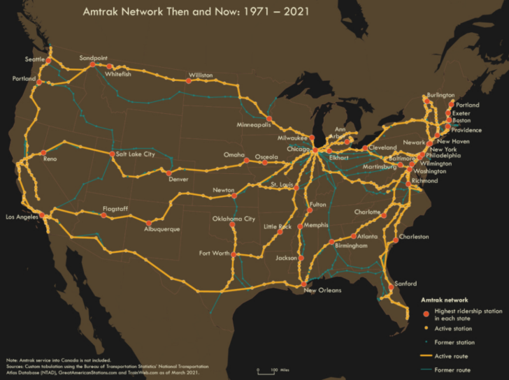 Map of Passenger Trains in USA