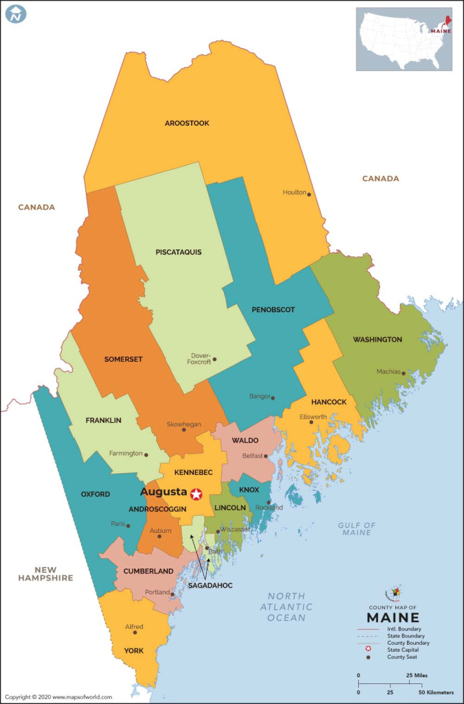 Maine County Map - Usa Geographic Regions | Map Of Bangor Maine Usa