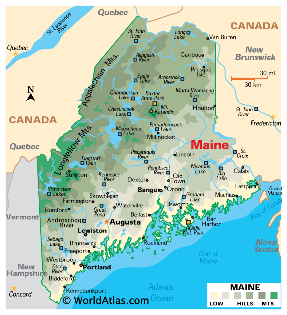 Maine Maps &amp;amp; Facts - World Atlas | Map of Coast of Maine USA