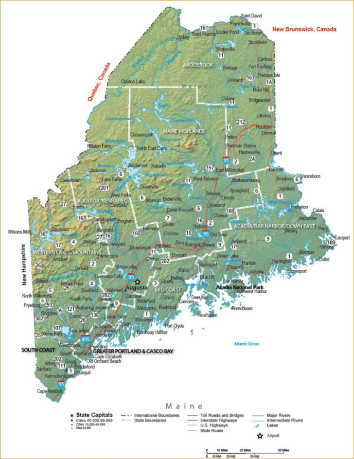 Map of Coast of Maine USA
