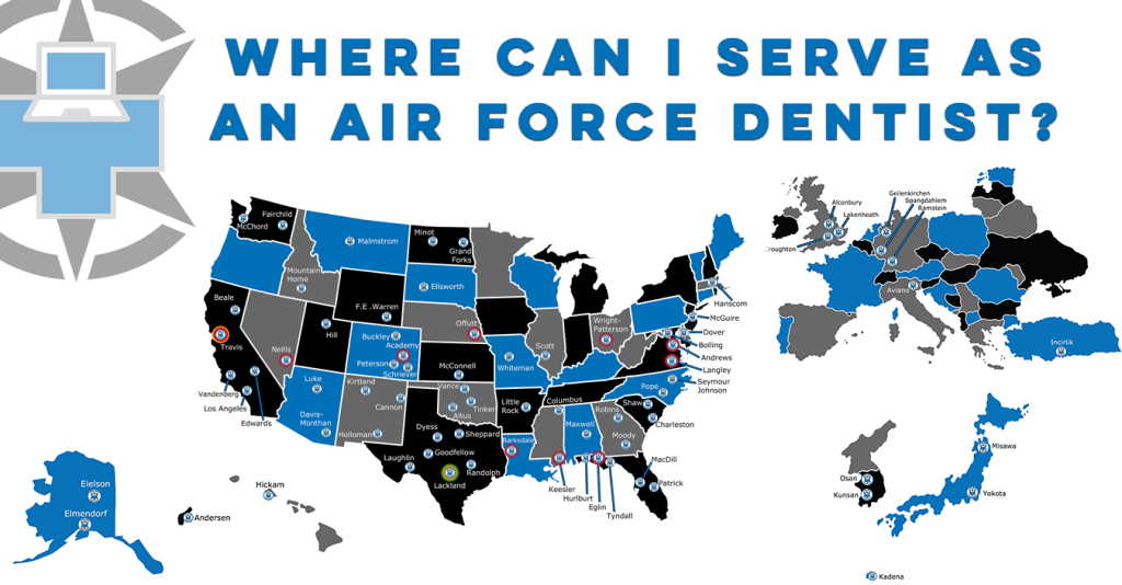 Map Of Air Force Bases Where Dentists Can Serve | Map Of Usaf Bases In Usa